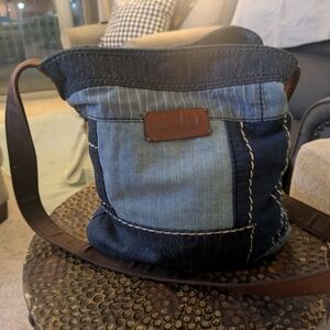 Vintage Lucky Jean Patched Purse With Leather Strap And Patch.